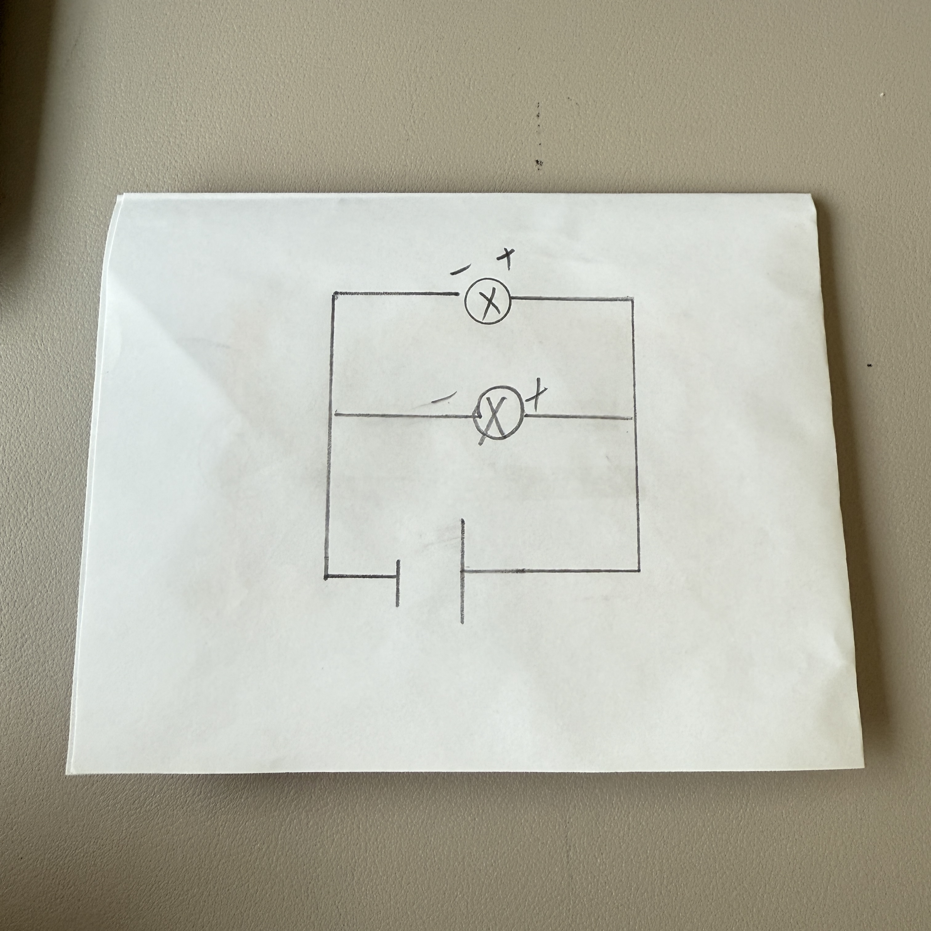 I created a parallel circuit diagram with two LEDs, allowing each light to function independently.