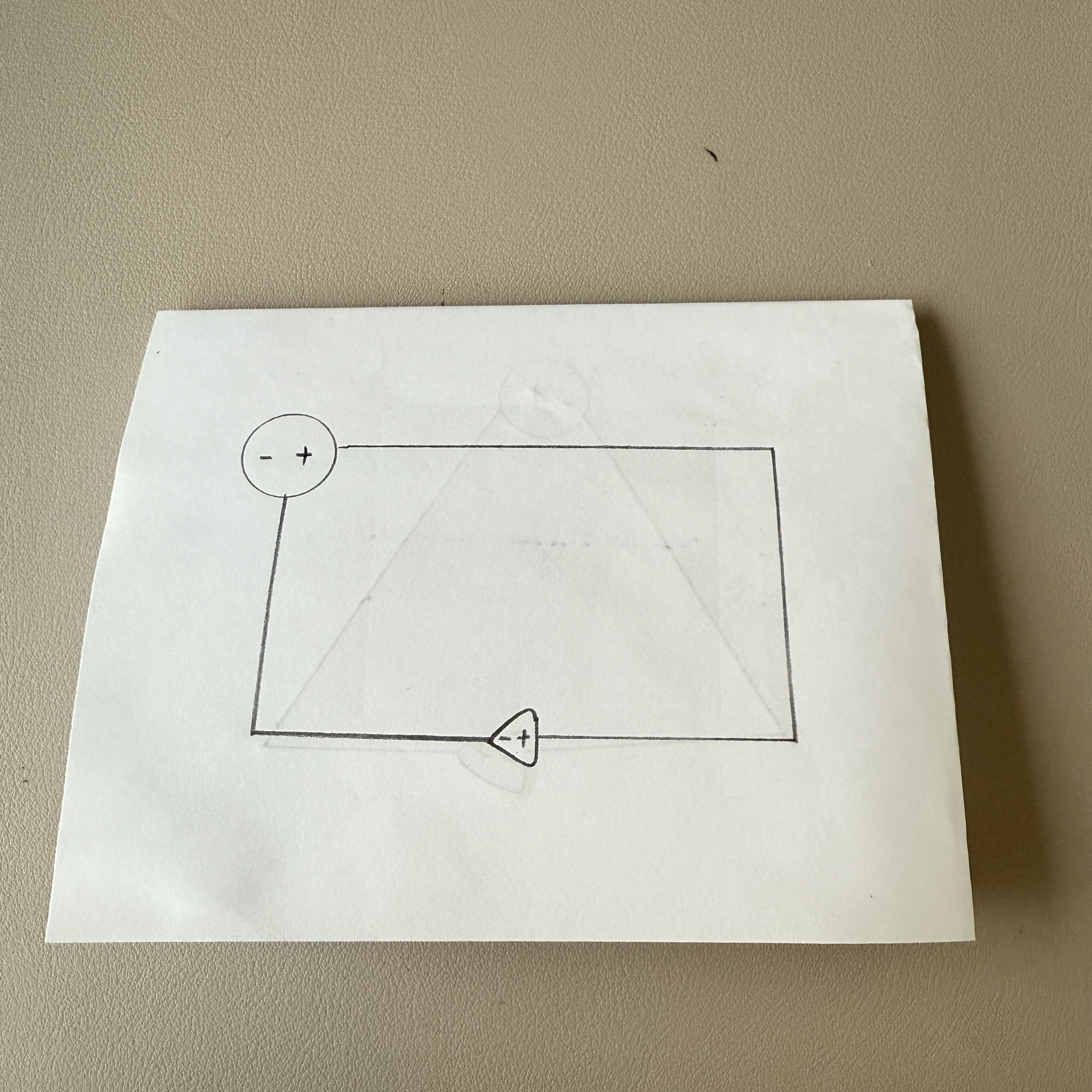 I sketched this rectangular circuit diagram as a reference, featuring a battery and an LED arranged in a simple loop.