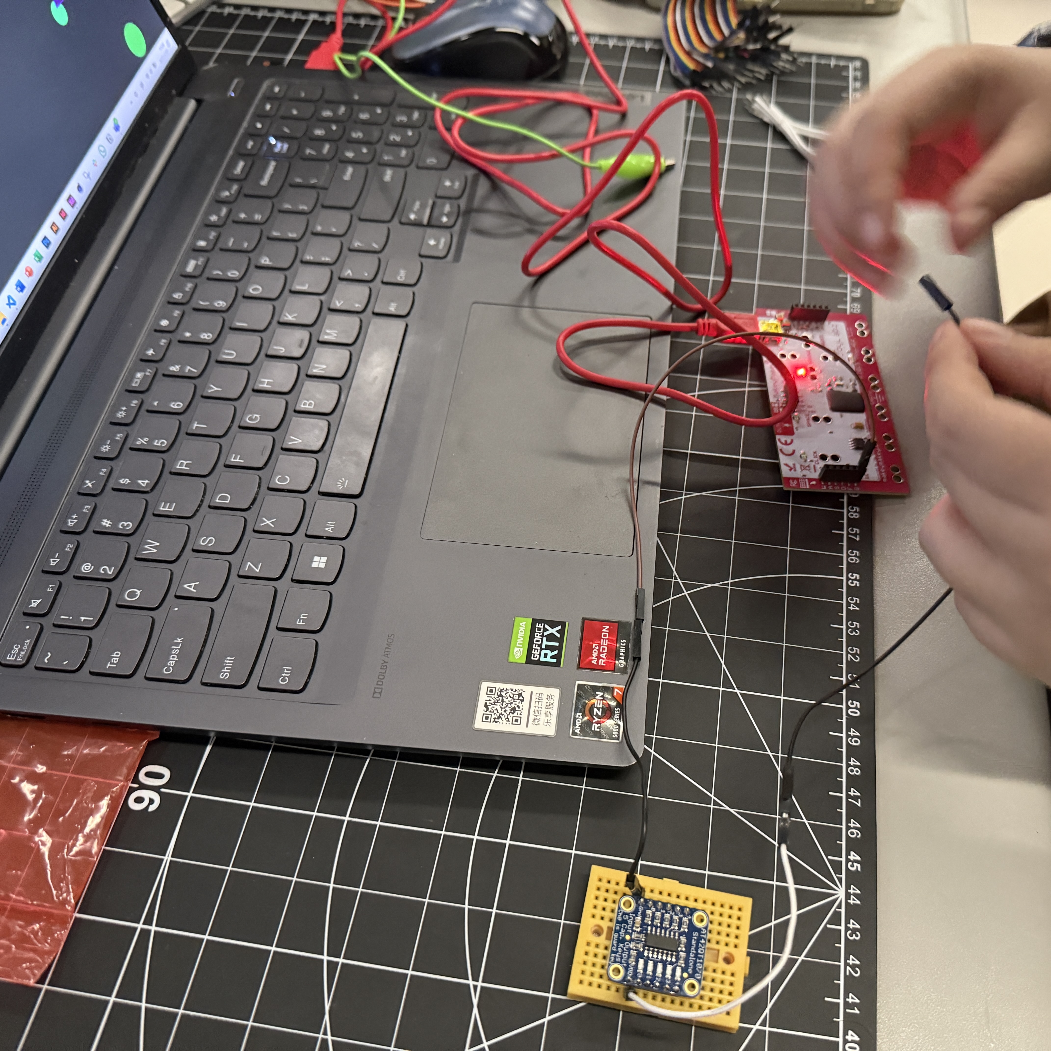 I connected the Makey Makey board and watched the lights turn on — everything was coming to life!