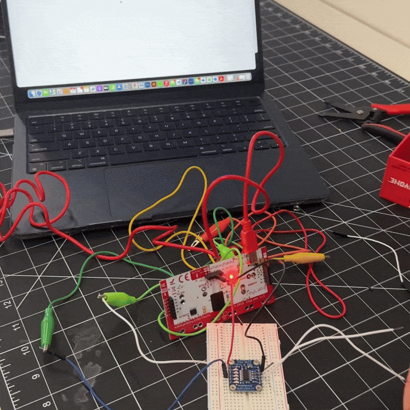 I’m experimenting with different connections and testing how touching the breadboard triggers a visual response on my p5.js sketch.